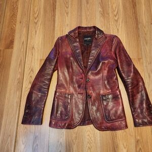 Omski; Imaginator Women's Burgundy Leather Jacket Vintage